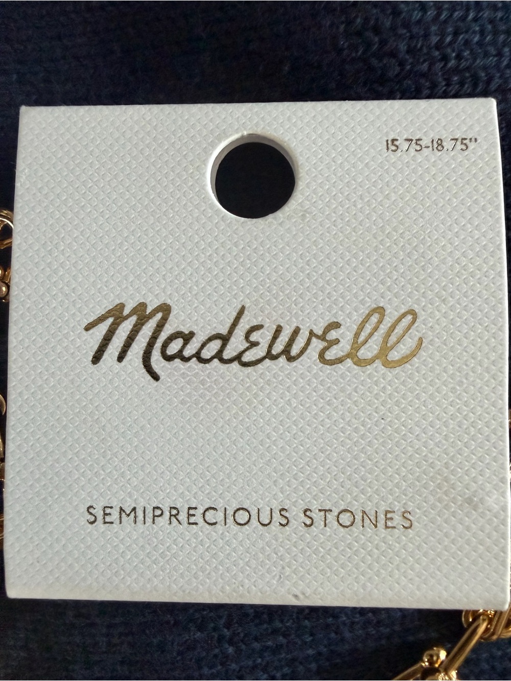 Madewell Semiprecious Charm Necklace Gold Tone Tiger Eye Moon Heart Wishbone NWT - Picture 2 of 3